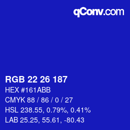 Color code: RGB 22 26 187 | qconv.com