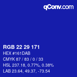 Color code: RGB 22 29 171 | qconv.com