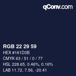 Color code: RGB 22 29 59 | qconv.com