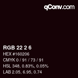 Color code: RGB 22 2 6 | qconv.com