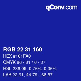 Color code: RGB 22 31 160 | qconv.com