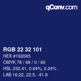Color code: RGB 22 32 101 | qconv.com
