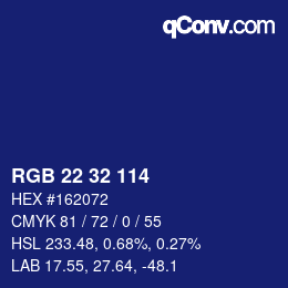 Color code: RGB 22 32 114 | qconv.com