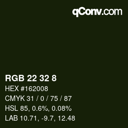 Farbcode: RGB 22 32 8 | qconv.com