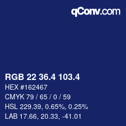 カラーコード: RGB 22 36.4 103.4 | qconv.com