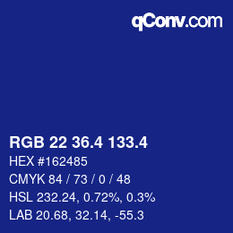 カラーコード: RGB 22 36.4 133.4 | qconv.com