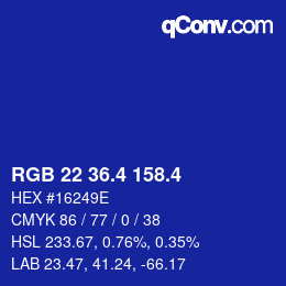 カラーコード: RGB 22 36.4 158.4 | qconv.com