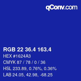 カラーコード: RGB 22 36.4 163.4 | qconv.com