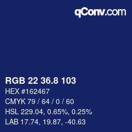 カラーコード: RGB 22 36.8 103 | qconv.com