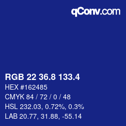 カラーコード: RGB 22 36.8 133.4 | qconv.com