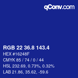 カラーコード: RGB 22 36.8 143.4 | qconv.com