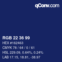 カラーコード: RGB 22 36 99 | qconv.com