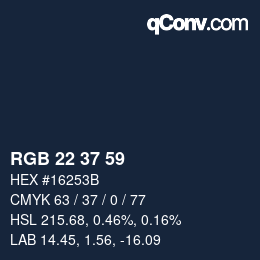 カラーコード: RGB 22 37 59 | qconv.com