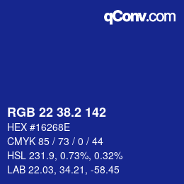 Color code: RGB 22 38.2 142 | qconv.com