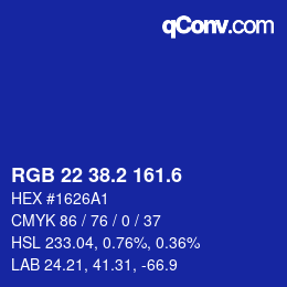 カラーコード: RGB 22 38.2 161.6 | qconv.com