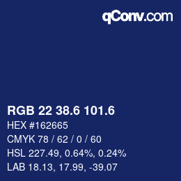 カラーコード: RGB 22 38.6 101.6 | qconv.com