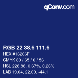 カラーコード: RGB 22 38.6 111.6 | qconv.com