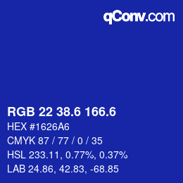 カラーコード: RGB 22 38.6 166.6 | qconv.com