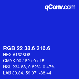カラーコード: RGB 22 38.6 216.6 | qconv.com