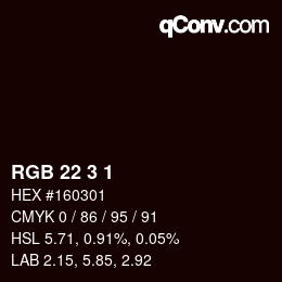 Color code: RGB 22 3 1 | qconv.com