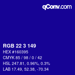 Color code: RGB 22 3 149 | qconv.com