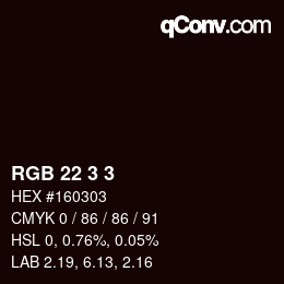 カラーコード: RGB 22 3 3 | qconv.com