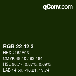 Color code: RGB 22 42 3 | qconv.com