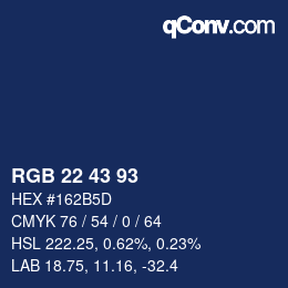 Color code: RGB 22 43 93 | qconv.com