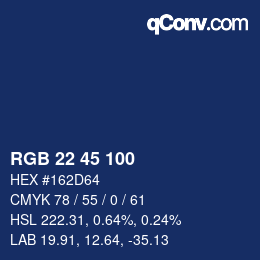 Farbcode: RGB 22 45 100 | qconv.com