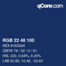 Color code: RGB 22 48 100 | qconv.com