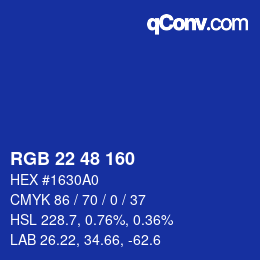 Color code: RGB 22 48 160 | qconv.com
