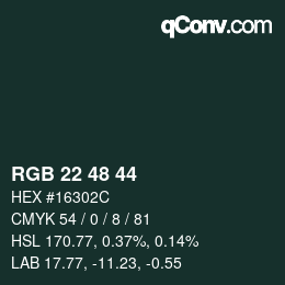 颜色代码: RGB 22 48 44 | qconv.com