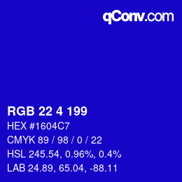 Código de color: RGB 22 4 199 | qconv.com