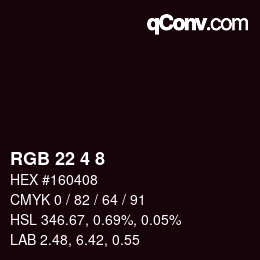 颜色代码: RGB 22 4 8 | qconv.com