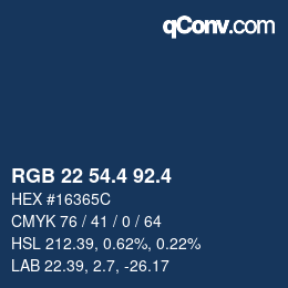 カラーコード: RGB 22 54.4 92.4 | qconv.com