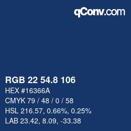 カラーコード: RGB 22 54.8 106 | qconv.com