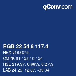 カラーコード: RGB 22 54.8 117.4 | qconv.com