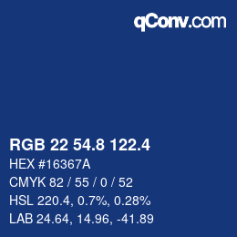 カラーコード: RGB 22 54.8 122.4 | qconv.com