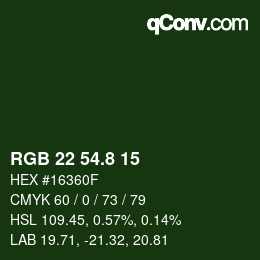 Color code: RGB 22 54.8 15 | qconv.com