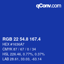 カラーコード: RGB 22 54.8 167.4 | qconv.com