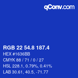 カラーコード: RGB 22 54.8 187.4 | qconv.com