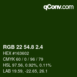 カラーコード: RGB 22 54.8 2.4 | qconv.com