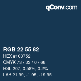 Color code: RGB 22 55 82 | qconv.com