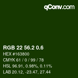 カラーコード: RGB 22 56.2 0.6 | qconv.com