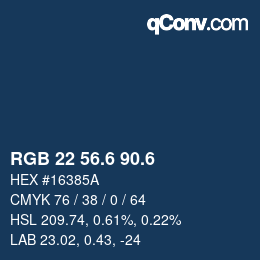 カラーコード: RGB 22 56.6 90.6 | qconv.com