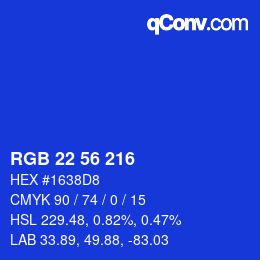 Color code: RGB 22 56 216 | qconv.com
