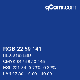 Farbcode: RGB 22 59 141 | qconv.com