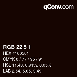Color code: RGB 22 5 1 | qconv.com