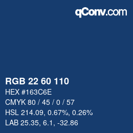 颜色代码: RGB 22 60 110 | qconv.com