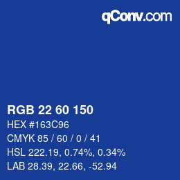 カラーコード: RGB 22 60 150 | qconv.com